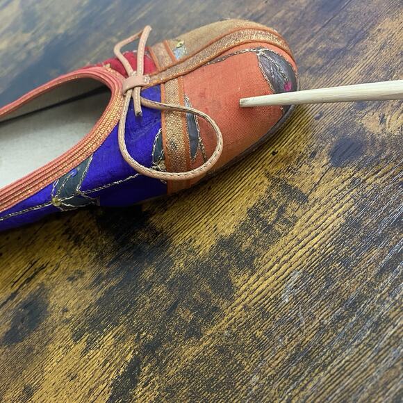 Naked Feet Flats Loafers‎ Womens Sz 8M Orange Red Blue Sequins Boho - Picture 7 of 12